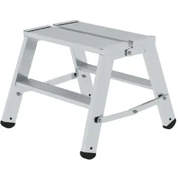 PROREGAL Klapppodest beidseitig begehbar | 2x2 Stufen | rutschfeste Kunststoffschuhe | Aluminium