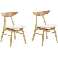 Beliani Esszimmerstuhl 2er Set LYNN Holz Hellbraun / Beige