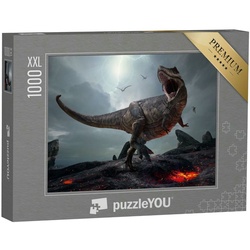 puzzleYOU Puzzle Puzzle 1000 Teile XXL „3D-Rendering des Tyrannosaurus Rex“, 1000 Puzzleteile, puzzleYOU-Kollektionen Dinosaurier, Tiere aus Fantasy & Urzeit
