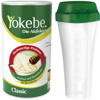 Yokebe Classic Starterpaket inklusive Shaker - Diätshake zum Abnehmen - glutenfrei und vegetarisch - Mahlzeitersatz zur Gewichtsabnahme mit hochwertigen Proteinen- 500 g, 12 Portionen - 2-teiliges Set