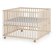 Sämann Laufgitter mit Lattenrost & Matratze SleepPlus - natur - Premium | Gr.: 100x100 cm Babymöbel, Laufstall Baby