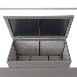 Mendler Poly-Rattan Kissenbox HWC-D88, Gartentruhe Auflagenbox Truhe Basic grau, 63x135x52cm 320l