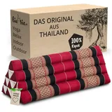 livasia Keilkissen Dreieckskissen 80 cm breit (Classic) - 33x80x30cm -, Kapok, vegan, handgefertigt rot|schwarz