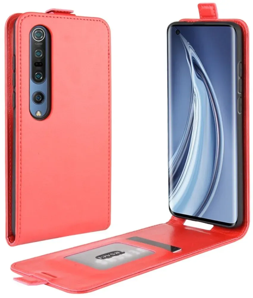 Flip Case Handyhülle für Xiaomi Mi 10 Vertikal Schutzhülle Tasche Cover Rot Bumper Smartphone Kartensteckplatz-Kreditkarte-Geldscheine EC-Karte Bank-Karte