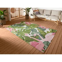 Outdoorteppich HANSE HOME "Tropical Flamingo", bunt, B:120cm H:3mm L:180cm, Polyester, Polypropylen (PP), Teppiche, In-& Outdoor, Teppich, Wetterfest, Balkon, Garten, Wohnzimmer, Floral