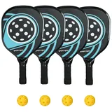 sportnow Pickleball Paddles Schläger Set, Pickleball Paddles Set mit 4 Pickleball-Schlägern, 4 Bällen, Tragetasche, Pickleball-Set, für Indoor & blau, schwarz