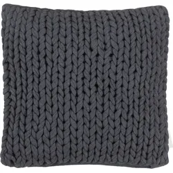 Dekokissen TOM TAILOR HOME "Knit", grau (dunkelgrau, anthrazit, grau, gemustert), B:40cm L:40cm, Baumwolle, Dekokissen_Sitzkissen_Kissenhüllen, mit gemütlichem groben Strickdessin, Kissenhülle ohne Füllung, 1 Stück