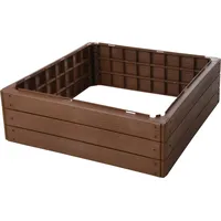 Progarden Beetumrandung Braun, Holzoptik, erweiterbar, 75x75x25cm, Beetkante, Kunststoff braun