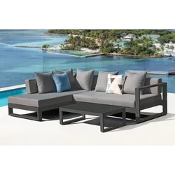 OUTFLEXX Willis Ecklounge, anthrazit, Aluminium/Polyester, 5 Personen, inkl. Beistelltisch