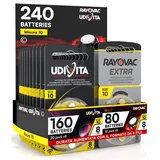 240 Hörgerätebatterien Größe 10 (Gelb - PR70) Zink-Luft Hearing Evolution - 240 Batterien: 160 Udivita + 80 Rayovac
