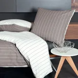 Traumschlaf Mako-Soft-Seersucker Wendebettwäsche Tango taupe Kissenbezug einzeln 80x80 cm