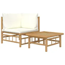 vidaXL Garten-Lounge-Set 2-tlg. weiß Bambus