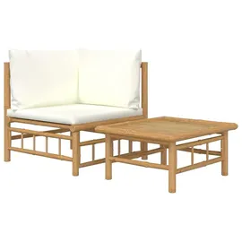vidaXL Garten-Lounge-Set 2-tlg. weiß Bambus