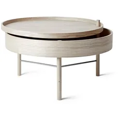 Audo - Turning Table, Eiche weiß / schwarze Chromstreben