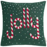 Tom Tailor Weihnachtskissen grün – Kissenbezug Weihnachten – Jolly Zuckerstangenmotiv – 100% Baumwolle – Strickoptik – Deko Kissenhülle 45x45 kuschelig, weich, für Sofa & als Geschenkidee