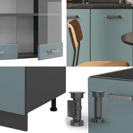 Vicco Küchenzeile R-Line 140 cm Blau-Grau