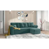99rooms Orco Ecksofa Türkis Rechts Velours KRONOS