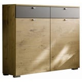 Moderano Mehrzweckschrank, Braun, Eiche, Metall, 6 Fächer, 2 Schubladen, 98x100x34 cm, stehend, Schlafzimmer, Kleiderschränke, Mehrzweckschränke