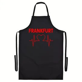 multifanshop Grillschürze - Frankfurt - Herzschlag - Druck rot - Schürze
