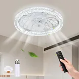 BomKra Deckenventilator mit Beleuchtung, 45W Leise Deckenventilator mit Licht & Fernbedienung, 3 Farbige Dimmbare, 3 Geschwindigkeiten, Timer, für Schlafzimmer Wohnzimmer