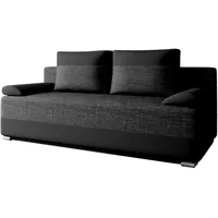 E-MEUBLES Schlafsofa Atlanta Polstersofa Schlafcouch Sofa Sofagarnitur Couch Schlafsofa für Wohnzimmer mit Bettfunktion, Schlaffunktion und Bettkasten: 200x90x96 cm Schwarz Lawa 06 + Soft 11