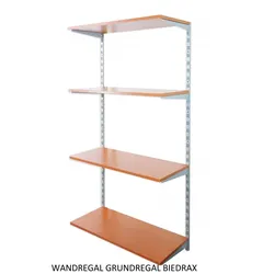 Biedrax Wandregal - Grundregal 20 x 40 x 150 cm, Farbe silber - 4 Fachboden Kirsche