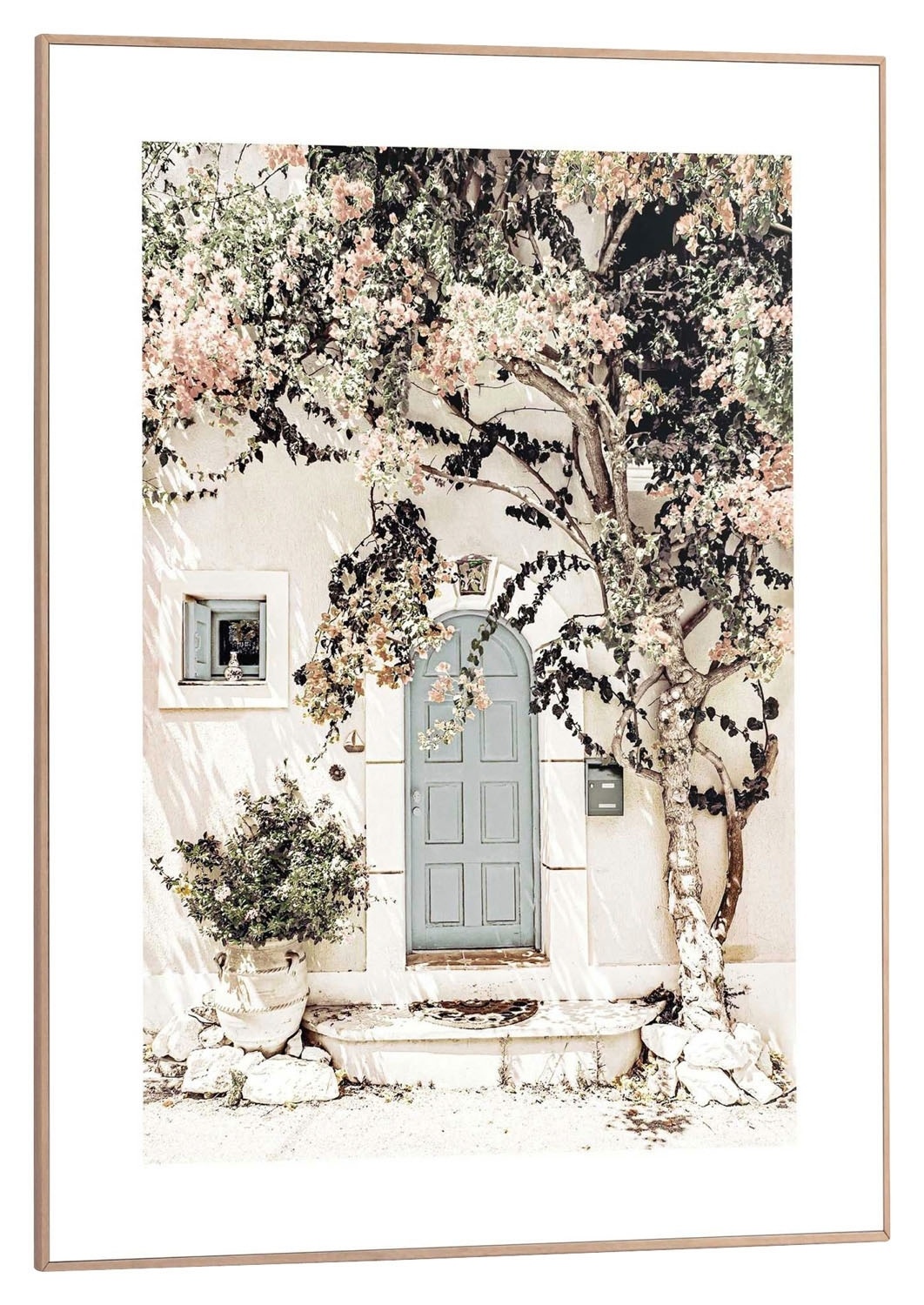 Reinders! Gerahmtes Bild ALMOND, Braun - Weiß - Grün - 50 x 70 cm - griechisches Haus mit Vorgarten