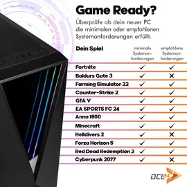 dcl24.de dcl24 Gaming PC Set komplett Intel i5 12400, RTX3050 6GB - 500GB SSD, 16GB DDR4, Gamer PC mit 6x4.4 GHz, WLAN, Monitor, Maus, Tastatur, Windows 11 Pro