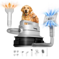 Blanlody Hundeschermaschine mit Staubsauger, Haustierpflegeset mit 13000 Pa Hundefön Saugkraft 4L Leise Schermaschine für Hund Katze, Tierhaarentferner mit 6 Pflegewerkzeugen