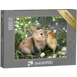 puzzleYOU Puzzle Beste Freunde: Kleines Kaninchen und Küken, 1000 Puzzleteile, puzzleYOU-Kollektionen Kaninchen, Bauernhof-Tiere