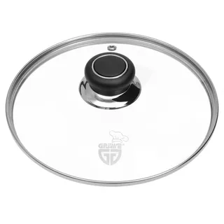 Gräwe Topfdeckel, DE020 mit Edelstahlring, aus Glas, mit Kunststoffknauf und Dampfventil, Ø 20 cm