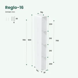 mai & mai Duschregal mit 4 Ablagen, Duschablage schmal, Wandregal Shampoo Halterung für Dusche 20x90x9cm, Badezimmer Organizer Weiß Reglo-16