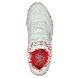 SKECHERS Uno - Loving Love Damen white durabuck/red pink mesh trim 38