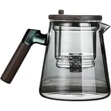 Enchantipot Teekanne - Wassertrennung Glas Teekanne | 750ml Press Control Glas Teekanne | Glas-Teekanne zur Tee-Wassertrennung | Teekanne mit Holzgriff | Teekanne zur Tee-Wassertrennung