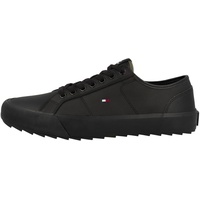 Tommy Hilfiger Herren Vulcanized Sneaker Cleated Schuhe, Schwarz (Triple Black), 45