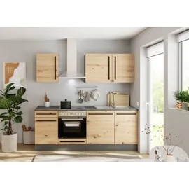 BASIC by Balculina Küchenzeile Jazz 220 cm anthrazit/artisan eiche/metallic braun
