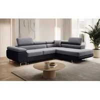 Luxusbetten24 Schlafsofa Designer Sofa Aston Stoff/Kunstleder, mit Stauraum und Schlaffunktion grau|schwarz
