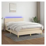 vidaXL Boxspringbett 140 x 200 cm Creme