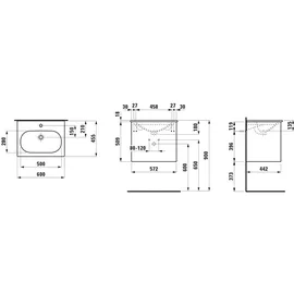 Laufen LUA Waschtisch, 2 Auszüge, H8600832601041,