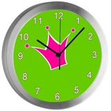 CreaDesign Funkwanduhr Funkuhr, Kinder Wanduhr, Kinderuhr, Kinderzimmer Krone apfelgrün rosa (geräuscharmes Uhrwerk) grün