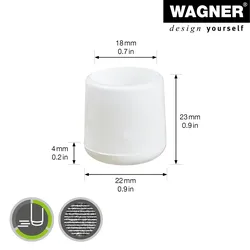 WAGNER Kappen für Stahlrohr rund 4tlg. - Ø 18/22 x 23 mm, Abrieb 4 mm, Kunststoff weiß - 15062799