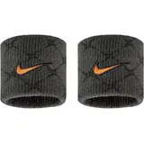 Nike Dri-Fit Swoosh Classic Printed Schweißbänder Tennis Fitness Running Handgelenkbänder, Anthracite/Black/Total Orange, One Size