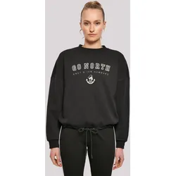 Sweatshirt F4NT4STIC "Go North Knut & Jan Hamburg", Damen, Gr. M, schwarz, Obermaterial: 65% Baumwolle, 35% Polyester, casual, oversize, Rundhals, Langarm ohne Bündchen, Sweatshirts, Print