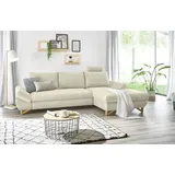 furn.design Ecksofa "Skalm" in beige Struktur-Stoff Sofa mit Bettfunktion und Stauraum 284 cm - Beige