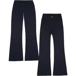 Schlaghose CONVERSE "WOMEN'S CONVERSE FLARE LEGGINGS", Damen, Gr. XS, N-Gr, schwarz (converse schwarz), Obermaterial: 87% Baumwolle, 13% Elasthan, unifarben, sportlich, Hosen
