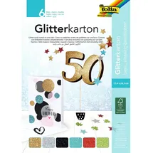 Folia Glitterkarton Basic 17,4 x 24,5 cm 300 g/m2 6 Blatt