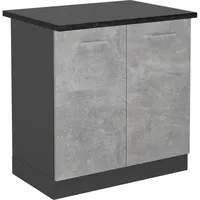 Vicco Spülenunterschrank R-Line, Beton/Anthrazit, 80 cm, AP Anthrazit