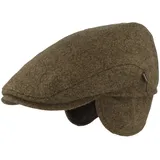 Herren Winter Schiebermütze mit Ohrenklappen Flatcap Schirmmütze 100% Wolle Mütze mit ausklappbarer Ohrenschutz Hautfreundlich & Bequem 62 - 62