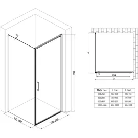 SoGood doporro Eck-Duschkabine 75x90x195cm Eckdusche in schwarz mit Hebe- und Senkmechanismus ESG-Sicherheitsglas Klarglas inkl. beidseitiger Easy-Clean-Beschichtung Ravenna36-plus