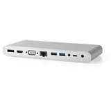 Nedis USB Dockingstation USB 3.2 Gen 1 USB-CTM Stecker DisplayPort Buchse / HDMITM Buchse / RJ45 (USB-C, 12 Ports), Dockingstation - USB Hub, Weiss